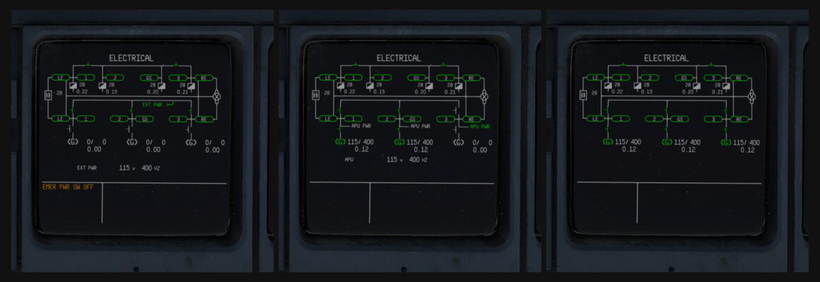 Electrical display. Start sequence.