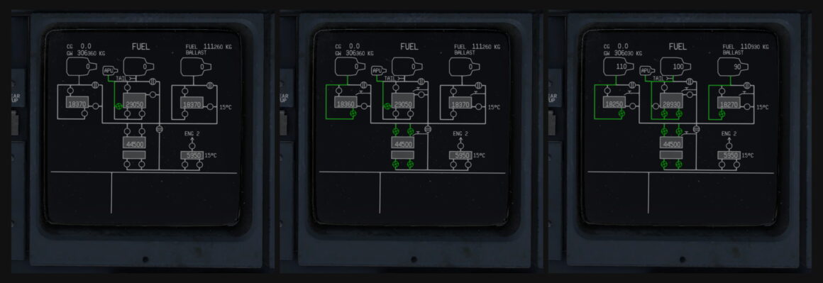 Fuel display. Start-up sequence